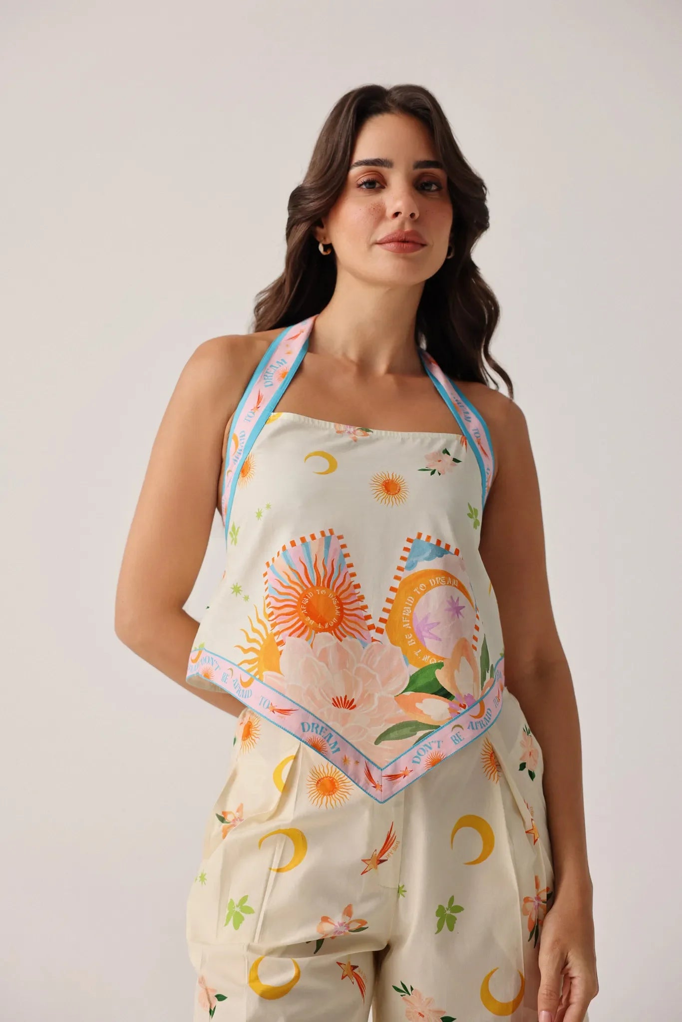 Azure Print Hazel Halter-Neck Top - NOIB