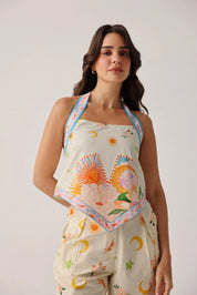 Azure Print Hazel Halter-Neck Top - NOIB