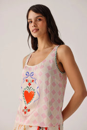 Tarot Print Sleeveless Tank Top - NOIB