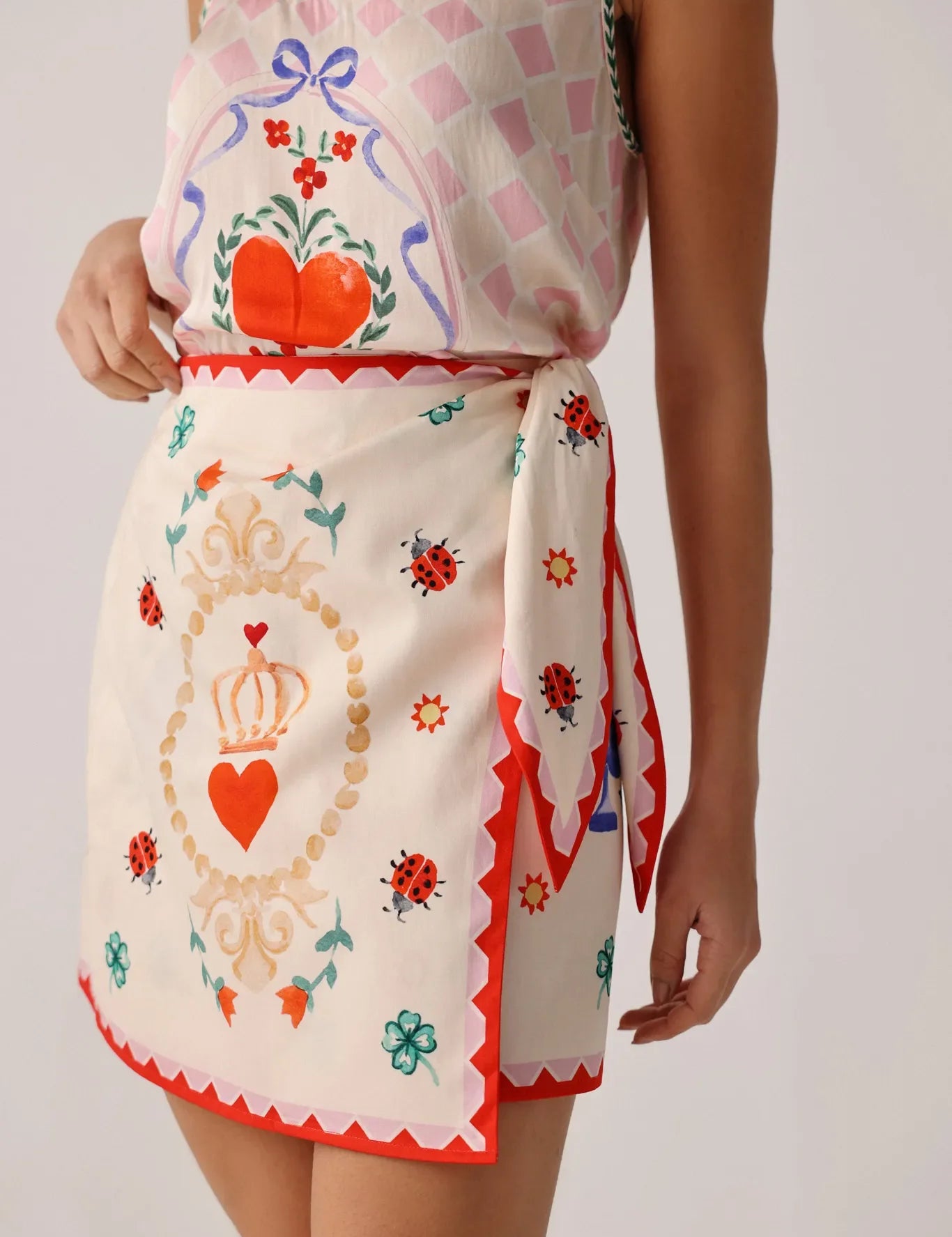 Tarot Print Mini Wrap Skirt - NOIB