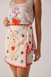 Tarot Print Mini Wrap Skirt - NOIB