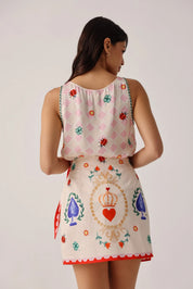 Tarot Print Mini Wrap Skirt - NOIB