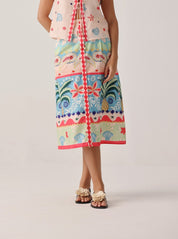 Ananas Printed Kaia Button-down Skirt - NOIB