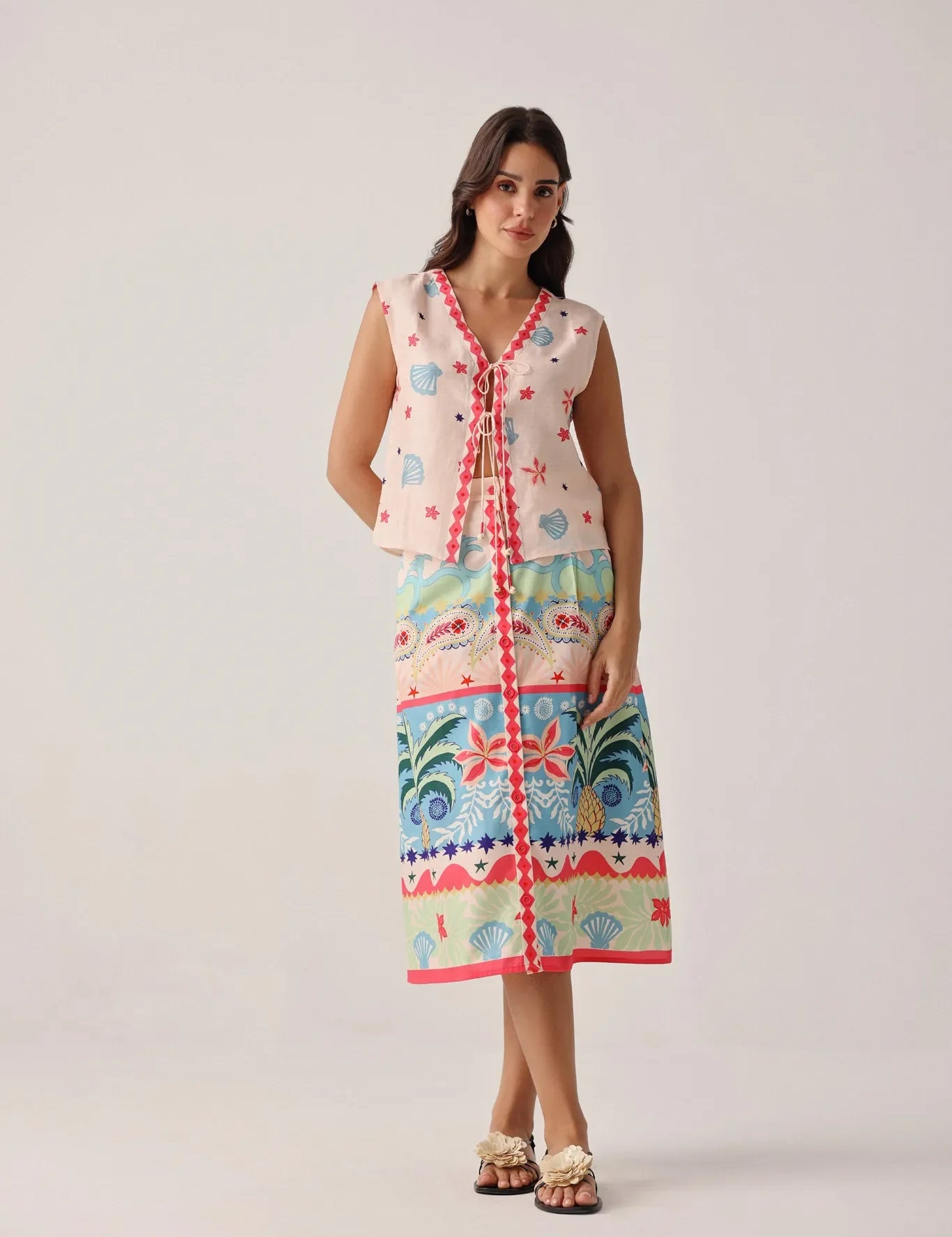 Ananas Printed Kaia Button-down Skirt - NOIB