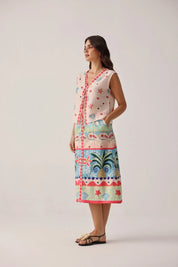 Ananas Print Viscose Linen Sleeveless Kaia Top - NOIB
