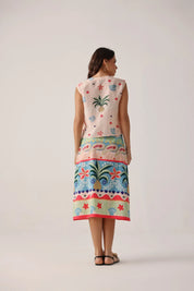 Ananas Print Viscose Linen Sleeveless Kaia Top - NOIB