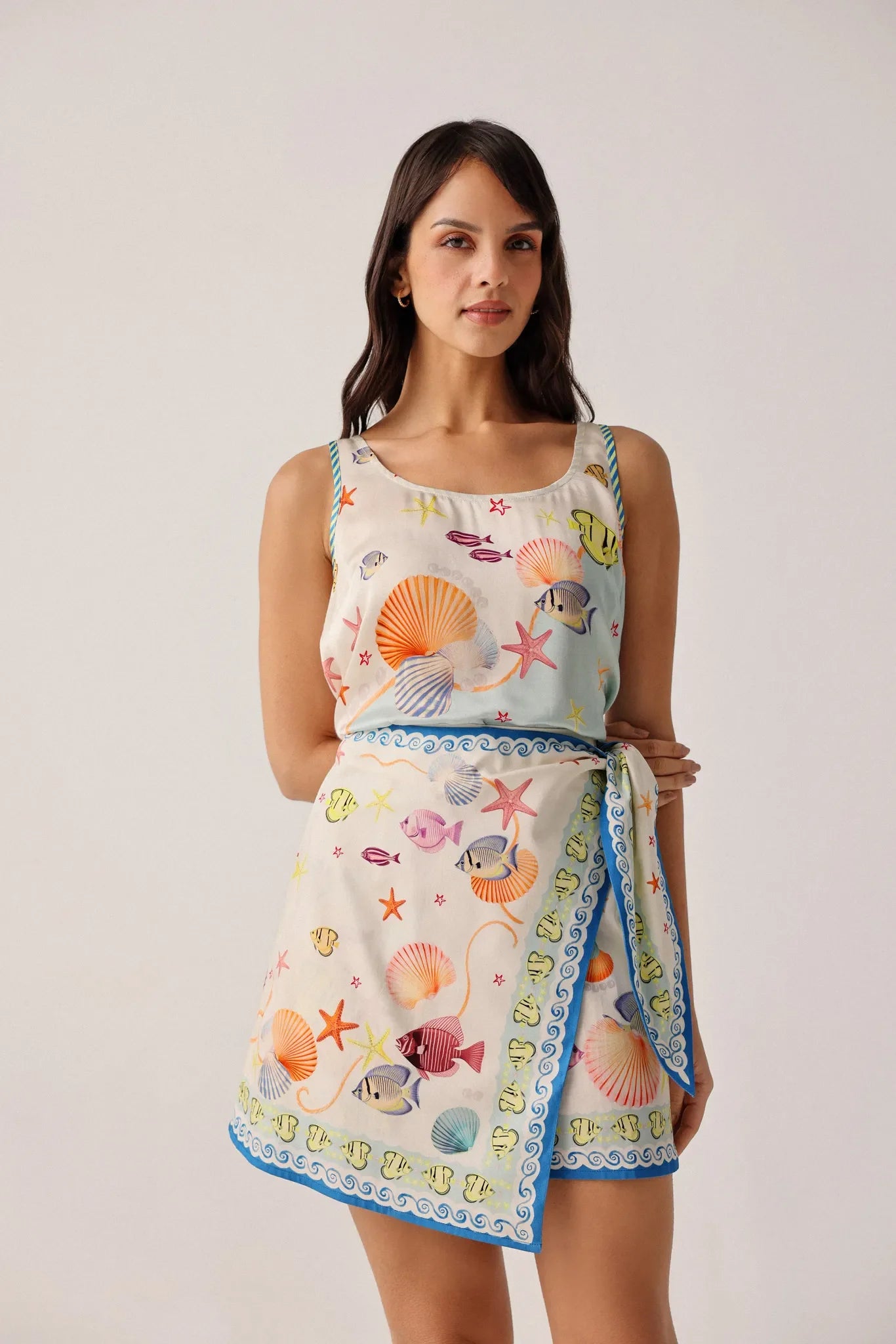 Seaborn Print Mini Wrap Skirt - NOIB