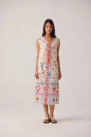 Tarot Print Kaia Viscose Linen Sleeveless Top - NOIB