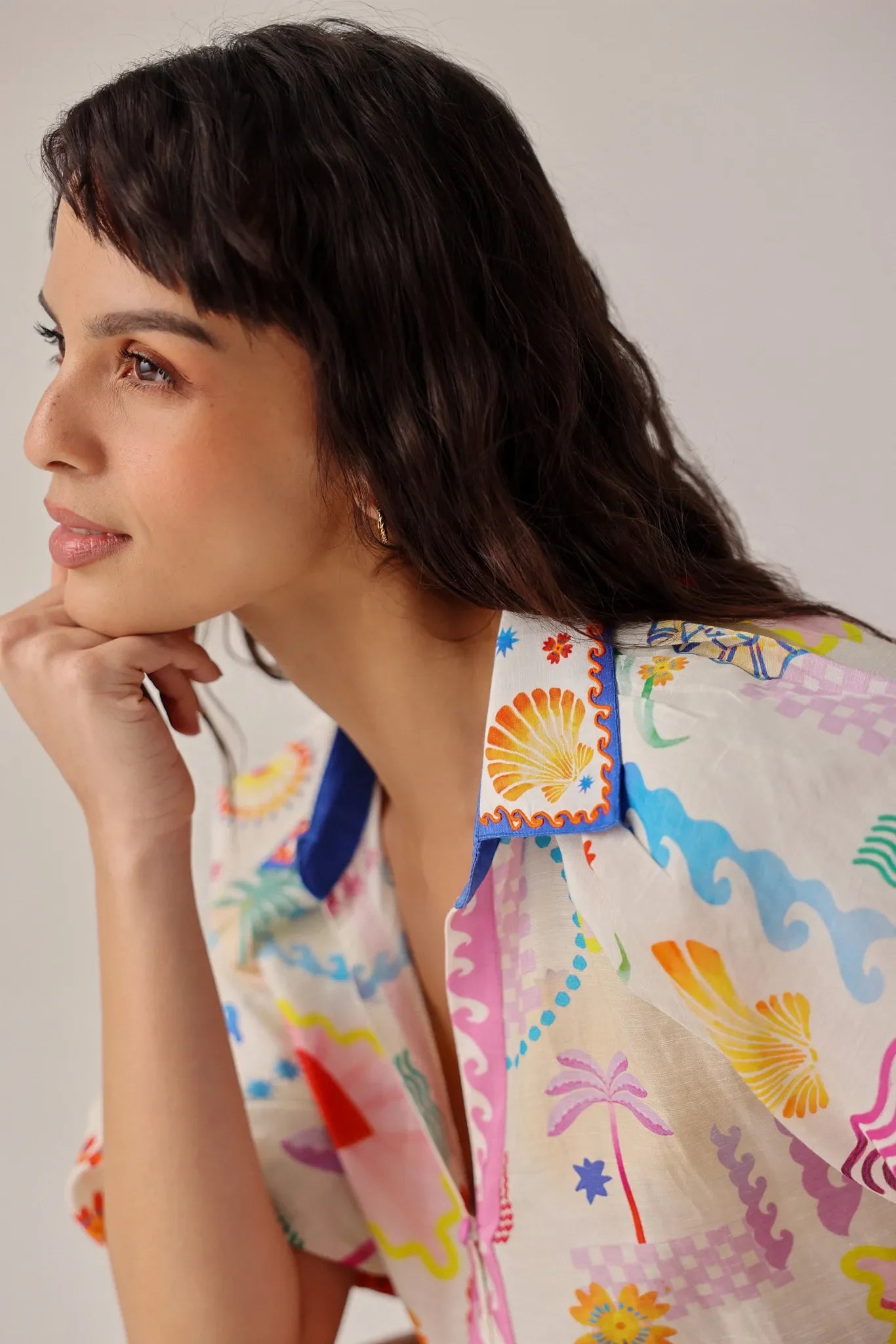 Seascape Print Florence Button-down Shirt - NOIB