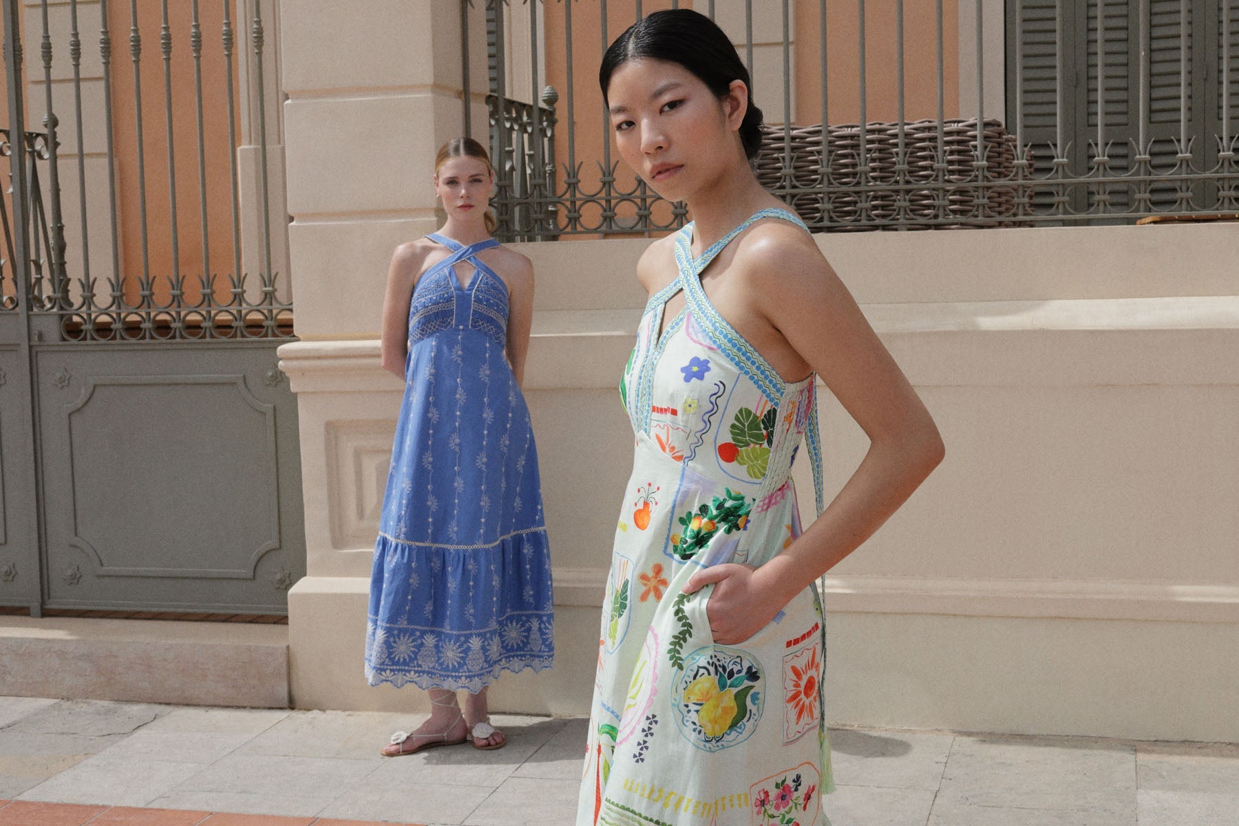 Blue Aida Halter Neck Maxi Dress - NOIB