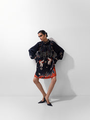 Amber Mini Dress – Nocturnal Jungle Print, Beaded Detail | NOIB