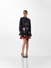 Amber Mini Dress – Nocturnal Jungle Print, Beaded Detail | NOIB