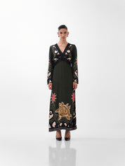 Old Rose Print Aura Maxi Dress 