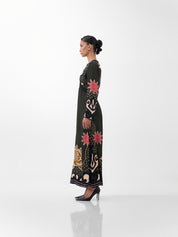 Old Rose Print Aura Maxi Dress 