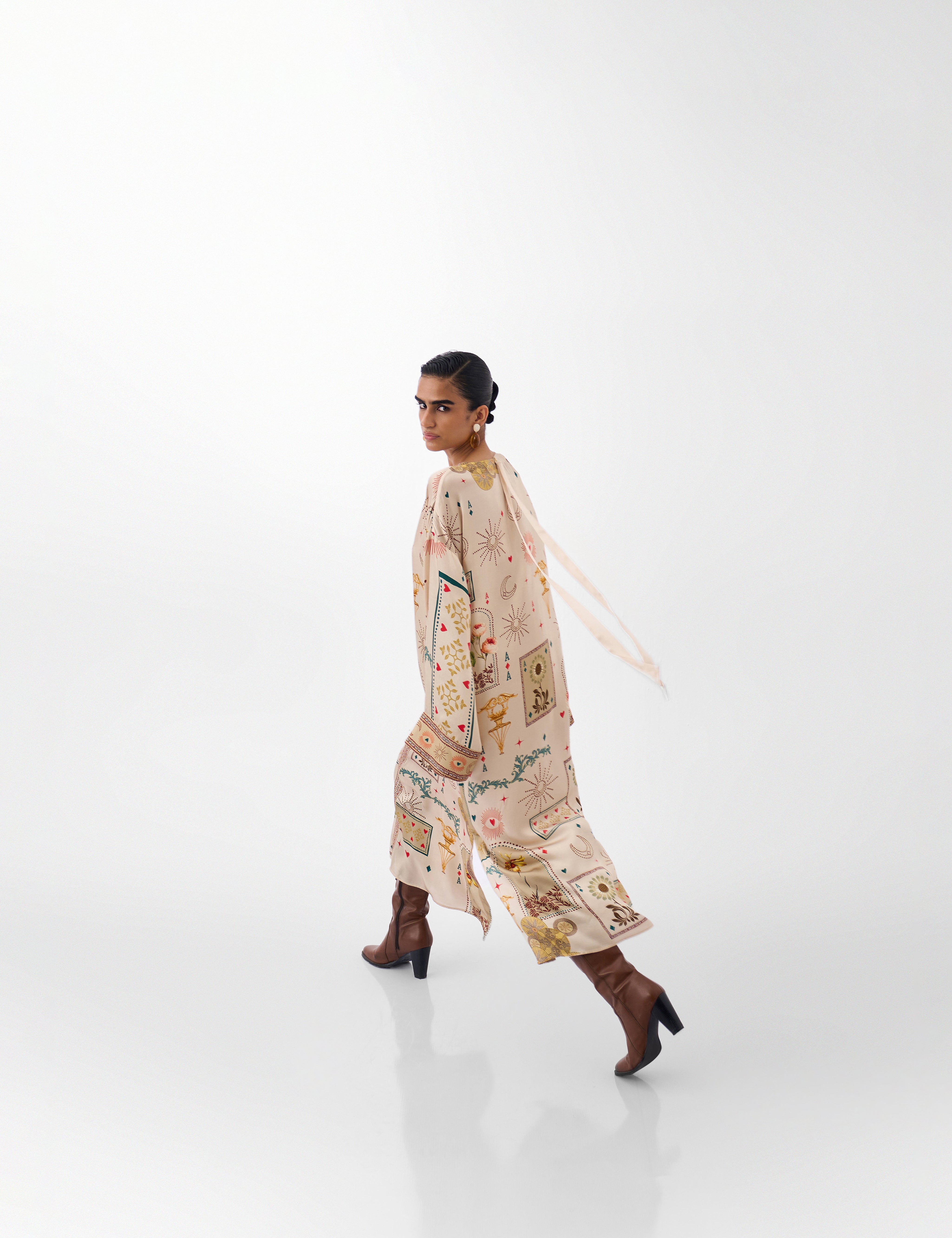 Postcards & Petals Print Adah Kaftan - NOIB