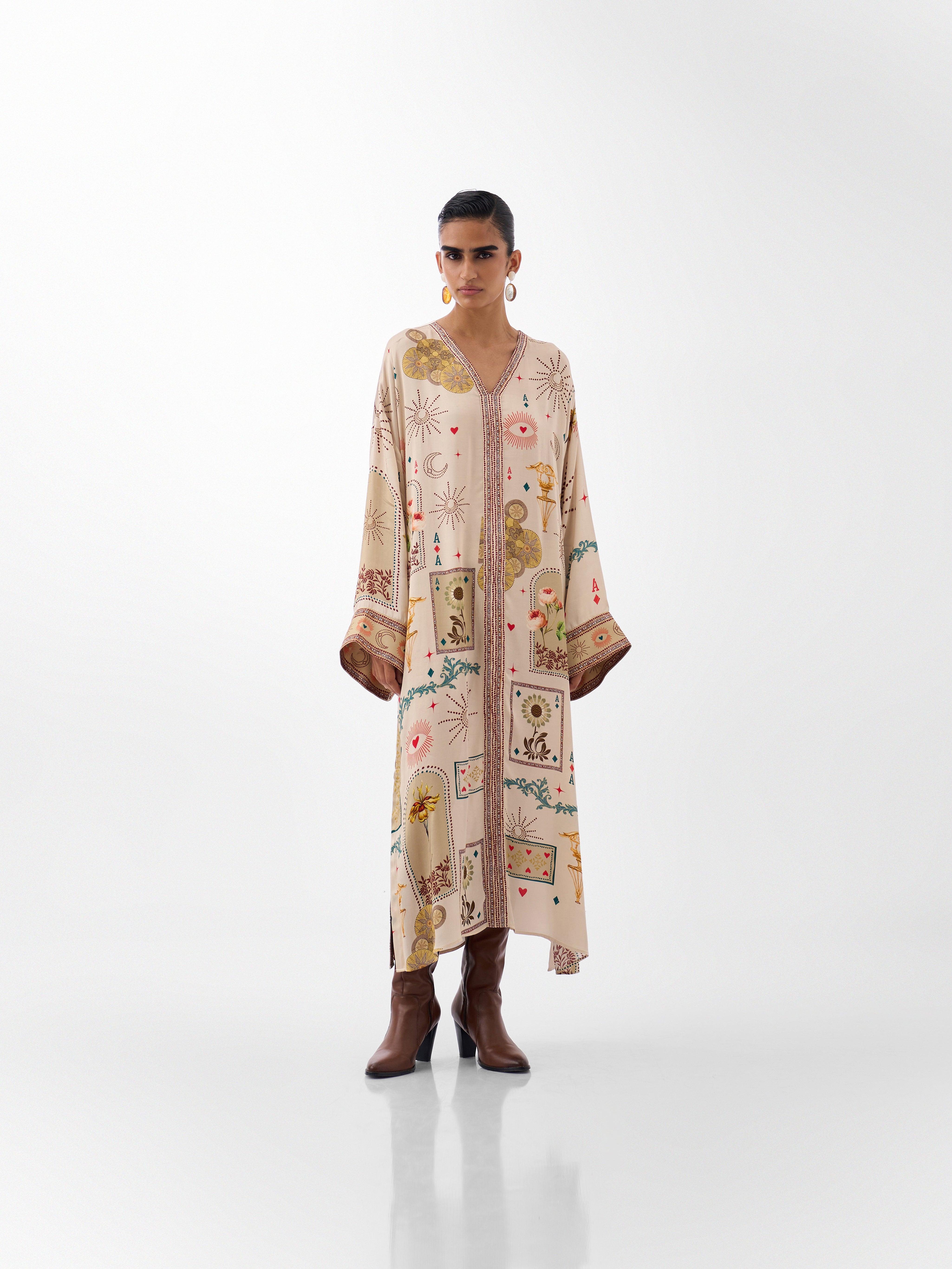 Postcards & Petals Print Adah Kaftan - NOIB
