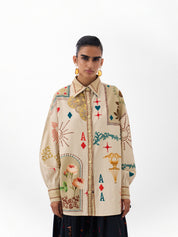 Postcards & Petals Print Xena Cotton Over-Shirt 