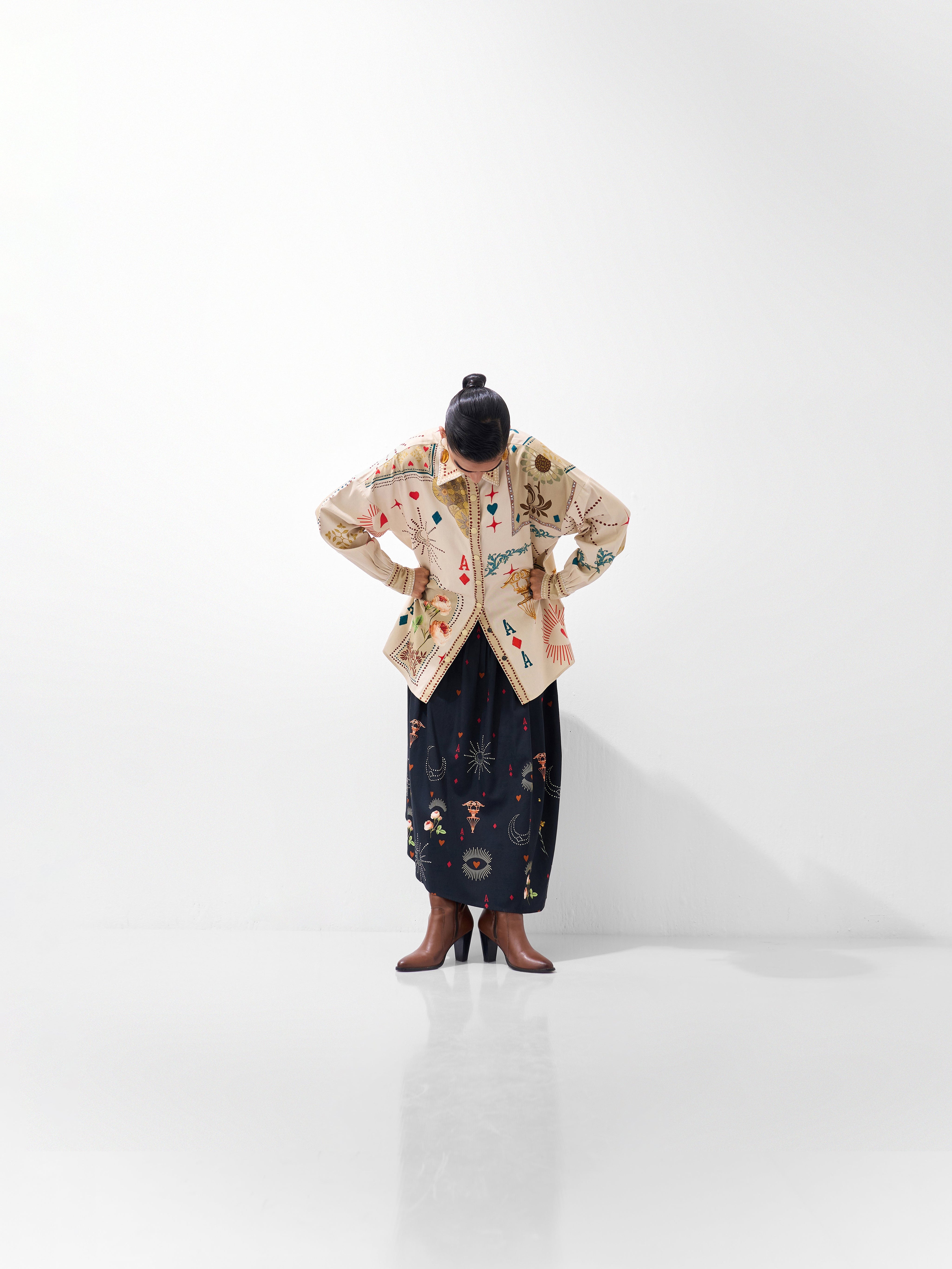 Postcards & Petals Print Xena Cotton Over-Shirt 