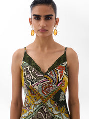 Mosaic Print Liza Midi Dress – Bias-Cut Slip Dress