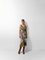 Mosaic Print Liza Midi Dress – Bias-Cut Slip Dress